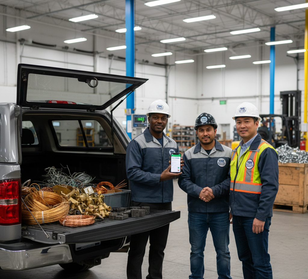 Contactors pictured with scrap metal